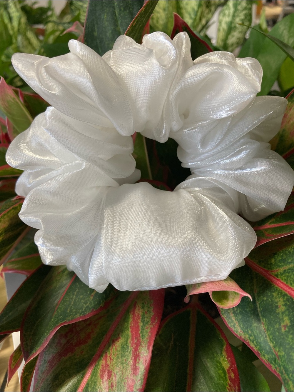 Classic White Satin Hair Scrunchie - Women's Hair Accessory